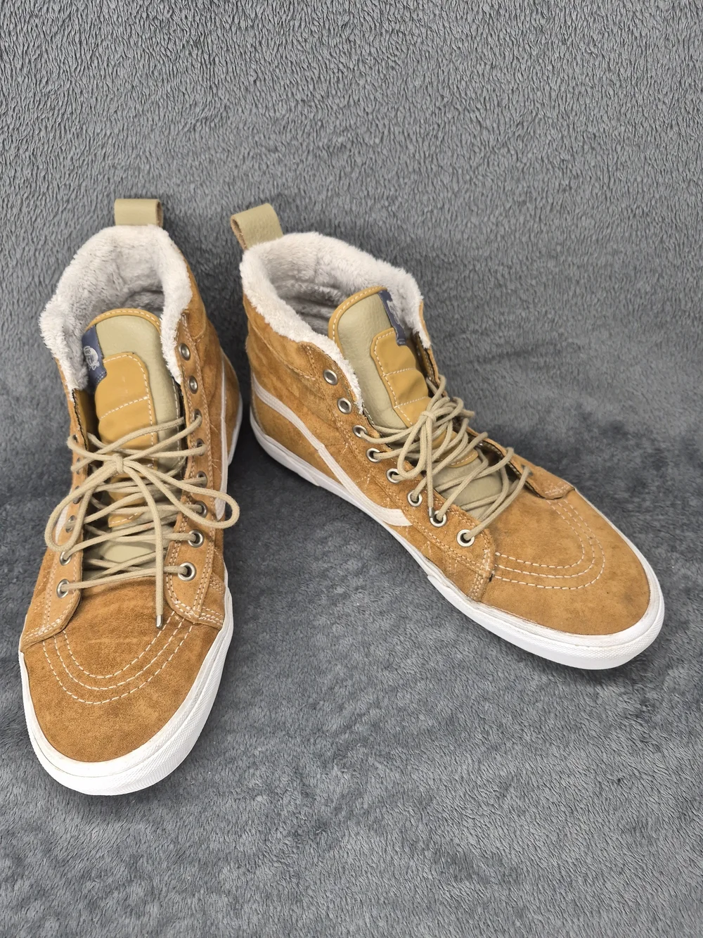 VANS Sk8-Hi MTE Trainers In Cumin / Tan Suade Fur Lined Sneakers US Mens 12